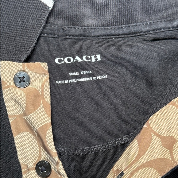 COACH men’s small polo black button up shirt - Picture 3 of 7